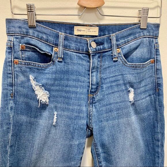 Gap size 26 true skinny distressed crop ankle jeans - Picture 3 of 8